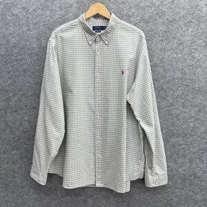 POLO Ralph Lauren Men's Preppy Shirt Luxury Old Money 100% Cotton White Gray XXL